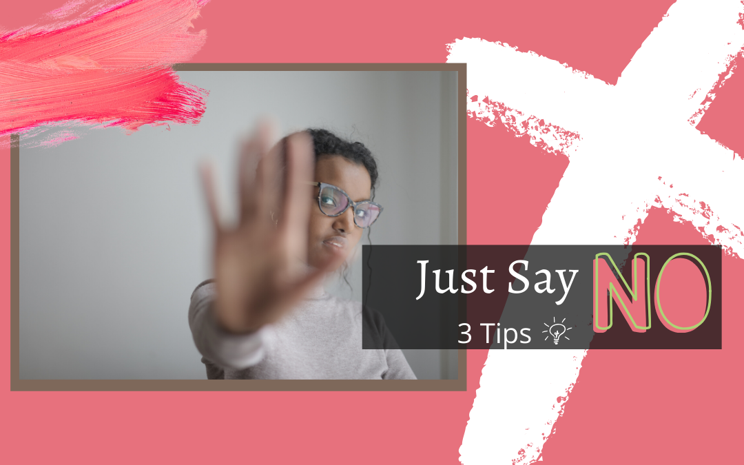 Pink background with image of black woman doing stop gesture with palm facing camera