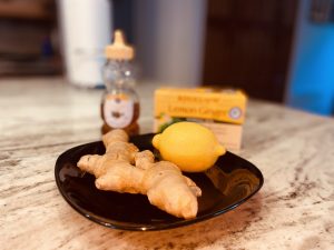 lemon and ginger on a plate