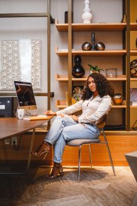 black woman planning and working