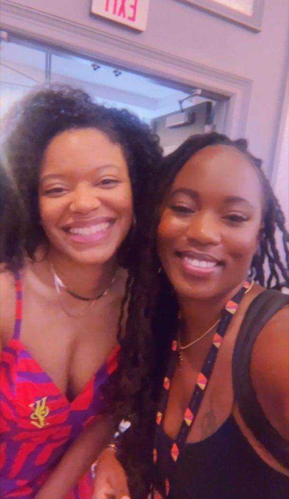 black women smiling and happy