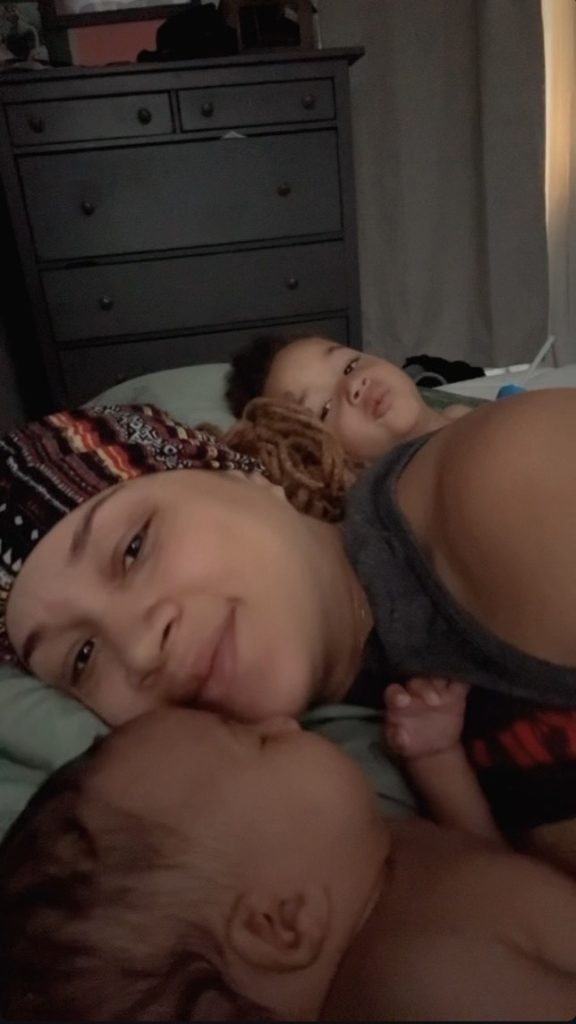 mom with a baby and a toddler