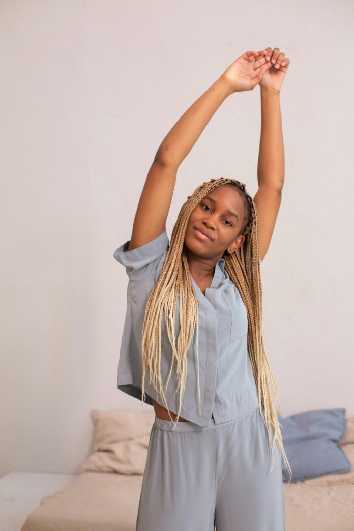 black woman morning routine black woman stretching