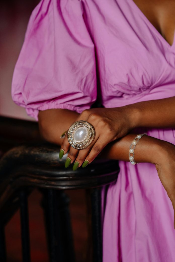 black woman purple dress